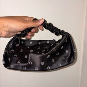Alexander wang black Satin Handbag with Silver Accents